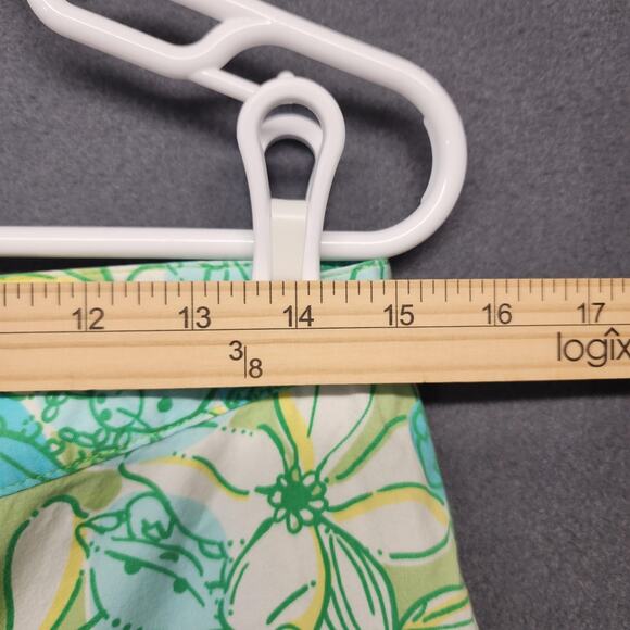 Lilly Pulitzer Pants Womens 10 Green Blue Capri Floral Stretch Cotton Cropped - Picture 5 of 10